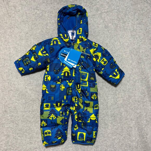 Columbia Snowsuit 3-6 months Snuggly Bunny Infant Bunting Blue Yellow Owls Fox - Picture 1 of 11